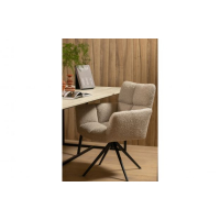 WOOOD Vinny Draaistoel met armleuning Bouclé Zand