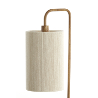 Vloerlamp hout print naturel+touw crème