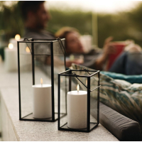 Uyuni Outdoor LED pillar candle, White, 7,8x12,7 cm 