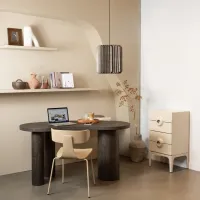 Form houten stoel metalen poot zand WOOOD