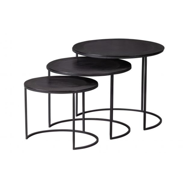 Set van 3 Bijzettafels metaal donker bruin