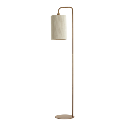 Vloerlamp hout print naturel+touw crème