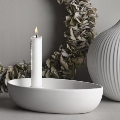 Kaarsenstandaard eivormig lichtgrijs Storefactory