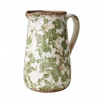 Kruik aardewerk wit groen