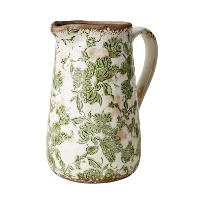 Kruik aardewerk wit groen