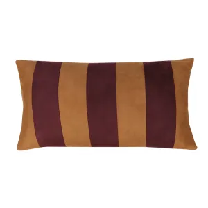Kussen suéde streep mocha mousse aubergine 60x36cm