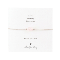 Edelsteen Kaart Rozenkwarts zilver armband