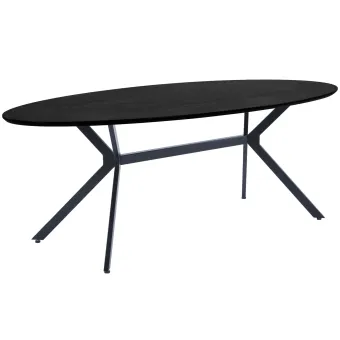 WOOOD Bruno Eettafel Ovaal MDF Zwart 220x100 cm