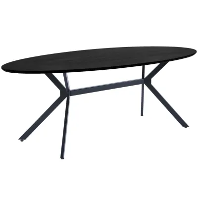 WOOOD Bruno Eettafel Ovaal MDF Zwart 220x100 cm
