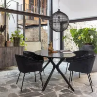 WOOOD Bruno Eettafel Ovaal MDF Zwart 220x100 cm