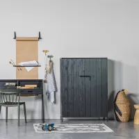 WOOOD Bruut 2-deurs kast grenen geborsteld diepzwart