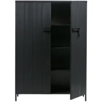 WOOOD Bruut 2-deurs kast grenen geborsteld diepzwart