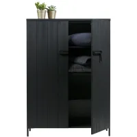 WOOOD Bruut 2-deurs kast grenen geborsteld diepzwart