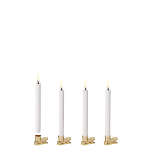 Christmas Taper Candles Kerstboomkaarsjes met goudkleurige clip (4 pack)