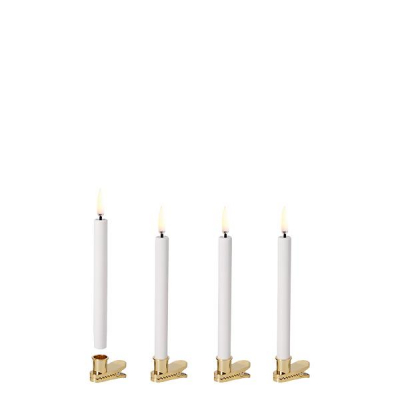 Christmas Taper Candles Kerstboomkaarsjes met goudkleurige clip (4 pack)