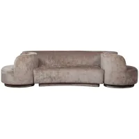 Combi-popular bankje + fauteuils taupe WOOOD