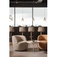 WOOOD Serra draaifauteuil geweven stof curry melange