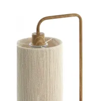 Tafellamp hout print naturel+touw crème