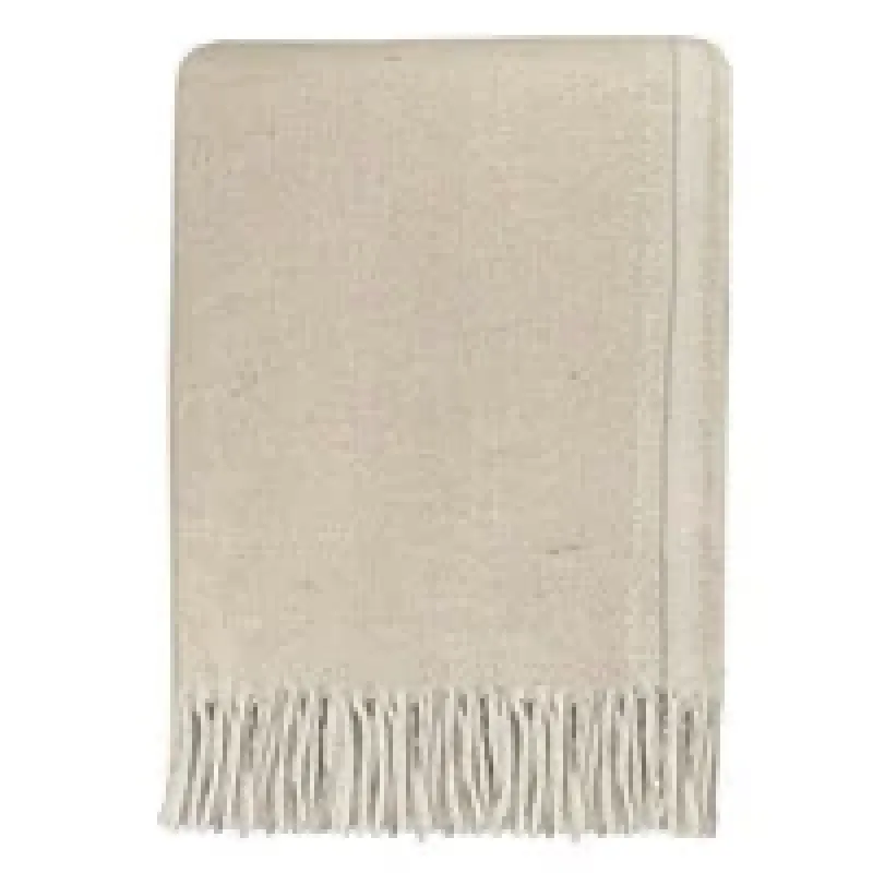 Beige double face recycled wool throw Malagoon