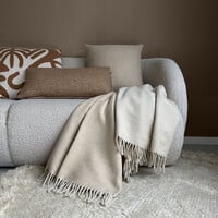 Beige double face recycled wool throw Malagoon