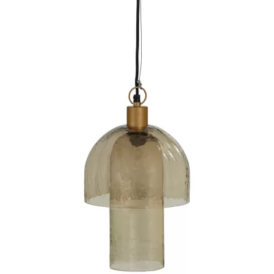 GIGI Hanglamp Dubbele Kap Gehamerd Glas Naturel WOOOD