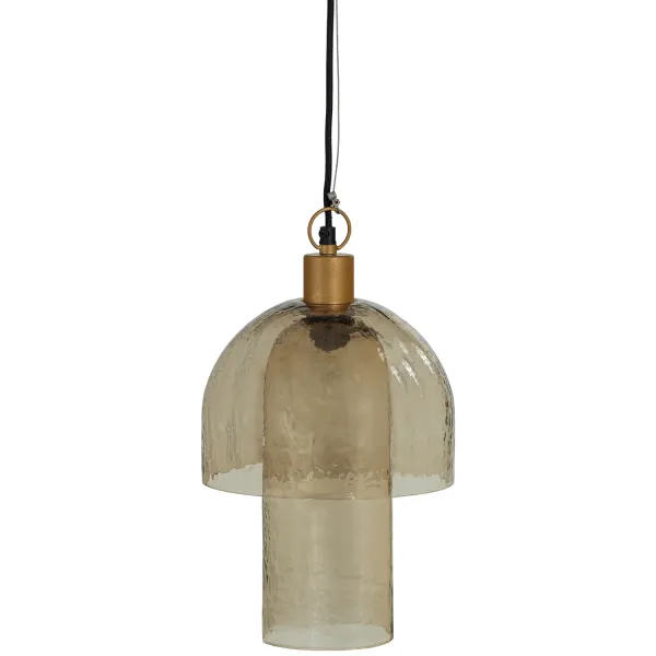 GIGI Hanglamp Dubbele Kap Gehamerd Glas Naturel WOOOD