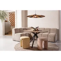 WOOOD Mojo eetbankje 84 cm met rugleuning ribstof donkerzand