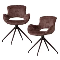 WOOOD Eliva eetkamerstoel structure velvet paars - set van 2