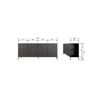 WOOOD New Gravure Dressoir 200 cm Essen Fineer Espresso [FSC]