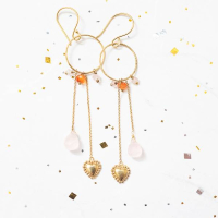 Festivity Rozenkwarts Carneool Goud Oorbellen