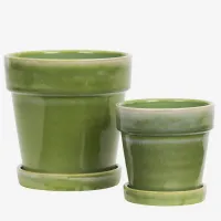  Groene bloempot met schotel – Madam Stoltz
