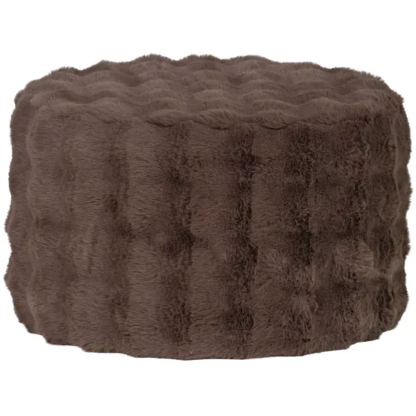  OLVEN Poef Laag Fluffy Stof Bruin WOOOD