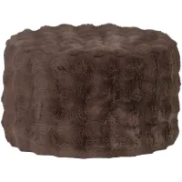  OLVEN Poef Laag Fluffy Stof Bruin WOOOD