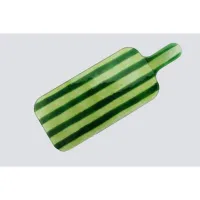 Glazen borrelplank groene strepen 38  x15 cm 