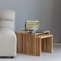 Jasmijn bijzettafel recycled teak naturel - set van 2 WOOOD