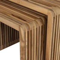 Jasmijn bijzettafel recycled teak naturel - set van 2 WOOOD