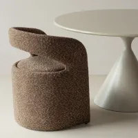 WOOOD Lanor Eetkamerstoel Grove Bouclé Bruin