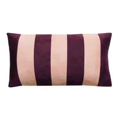 Kussen suéde look streep aubergine roze 36x60cm