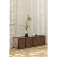 Marjon handgevormde vaas glas bruin WOOOD