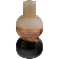 Marjon handgevormde vaas glas bruin WOOOD