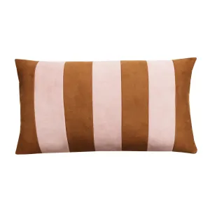 Kussen suède look streep mocha mousse roze 60x36cm