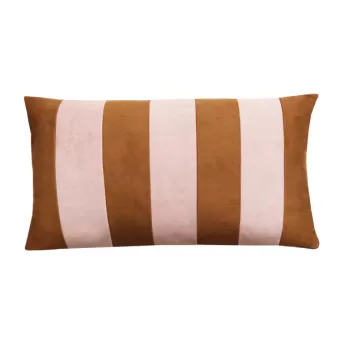 Kussen suède look streep mocha mousse roze 60x36cm