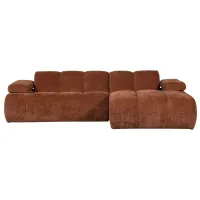 WOOOD Mojo chaise longue bank rechts ribstof roestbruin