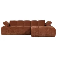 WOOOD Mojo chaise longue bank rechts ribstof roestbruin