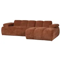 WOOOD Mojo chaise longue bank rechts ribstof roestbruin