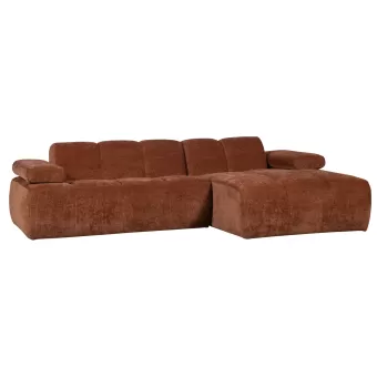 WOOOD Mojo chaise longue bank rechts ribstof roestbruin