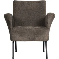 Muse fauteuil grof geweven stof grijs/bruin WOOOD