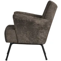Muse fauteuil grof geweven stof grijs/bruin WOOOD