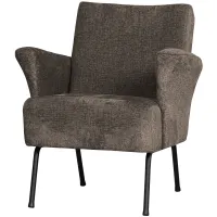 Muse fauteuil grof geweven stof grijs/bruin WOOOD