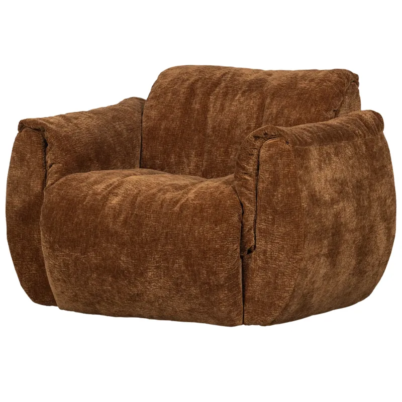 Baggy draaifauteuil 3D chenille middenbruin